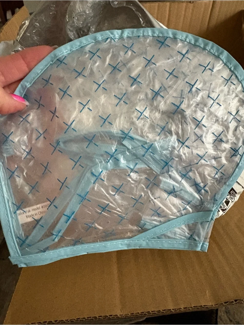 Blue Patterned Salon Cap for Women